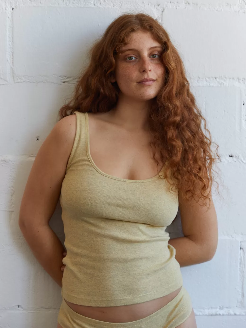 Store Twothirds Recycled Rib Tank-Yellow Pastel