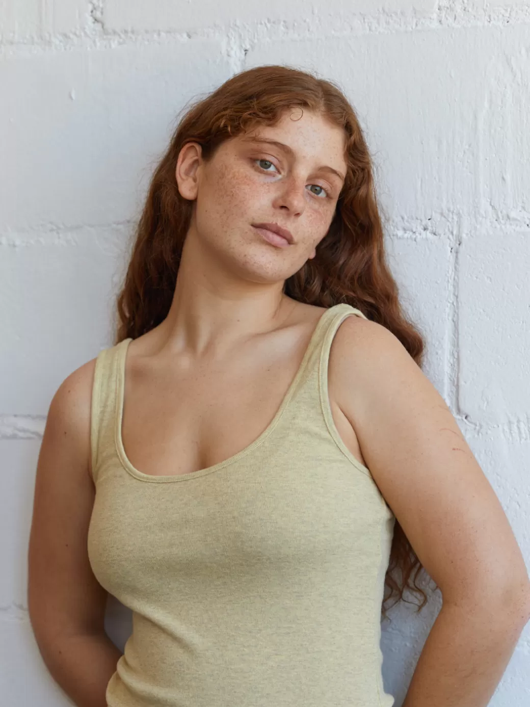 Store Twothirds Recycled Rib Tank-Yellow Pastel